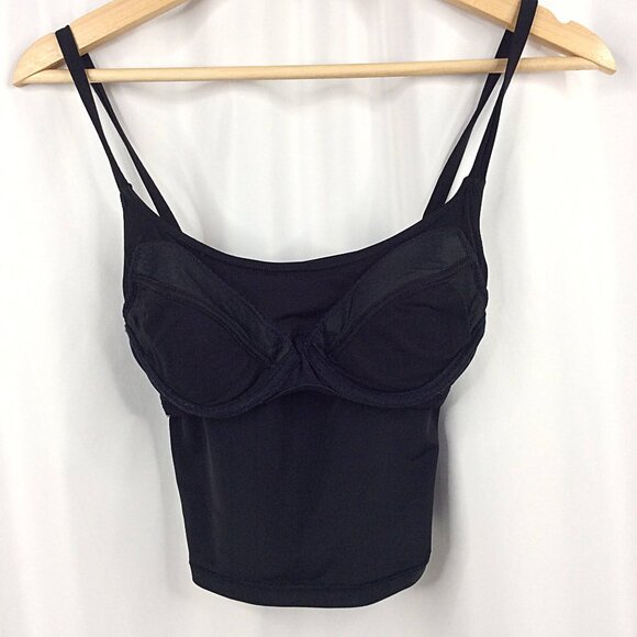 Victoria's Secret Crop Tankini Top Womens Size 32A Underwire Black Swimsuit - Picture 4 of 8